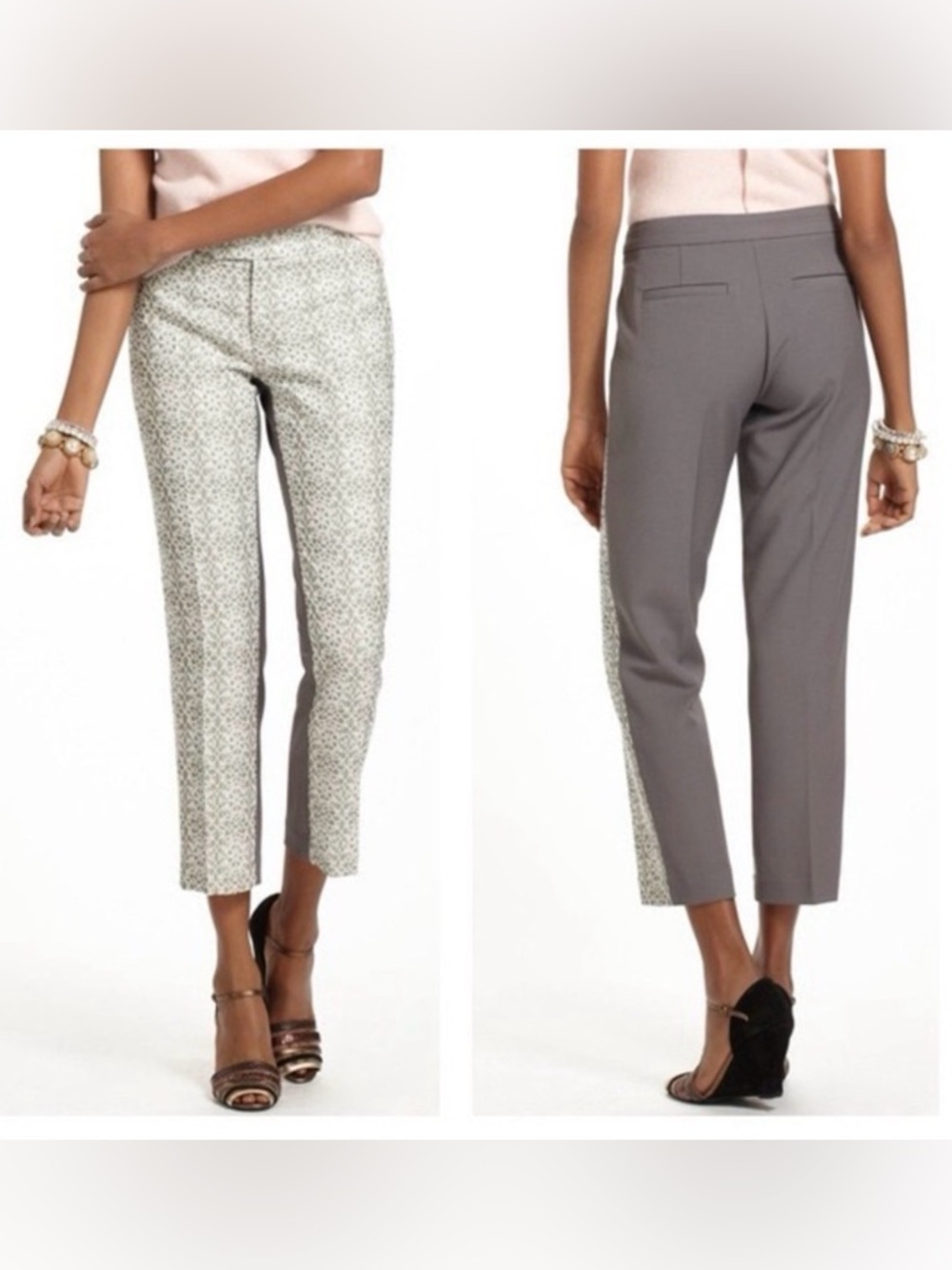 Elevenses Gray and Lace Patterned Cropped Pants